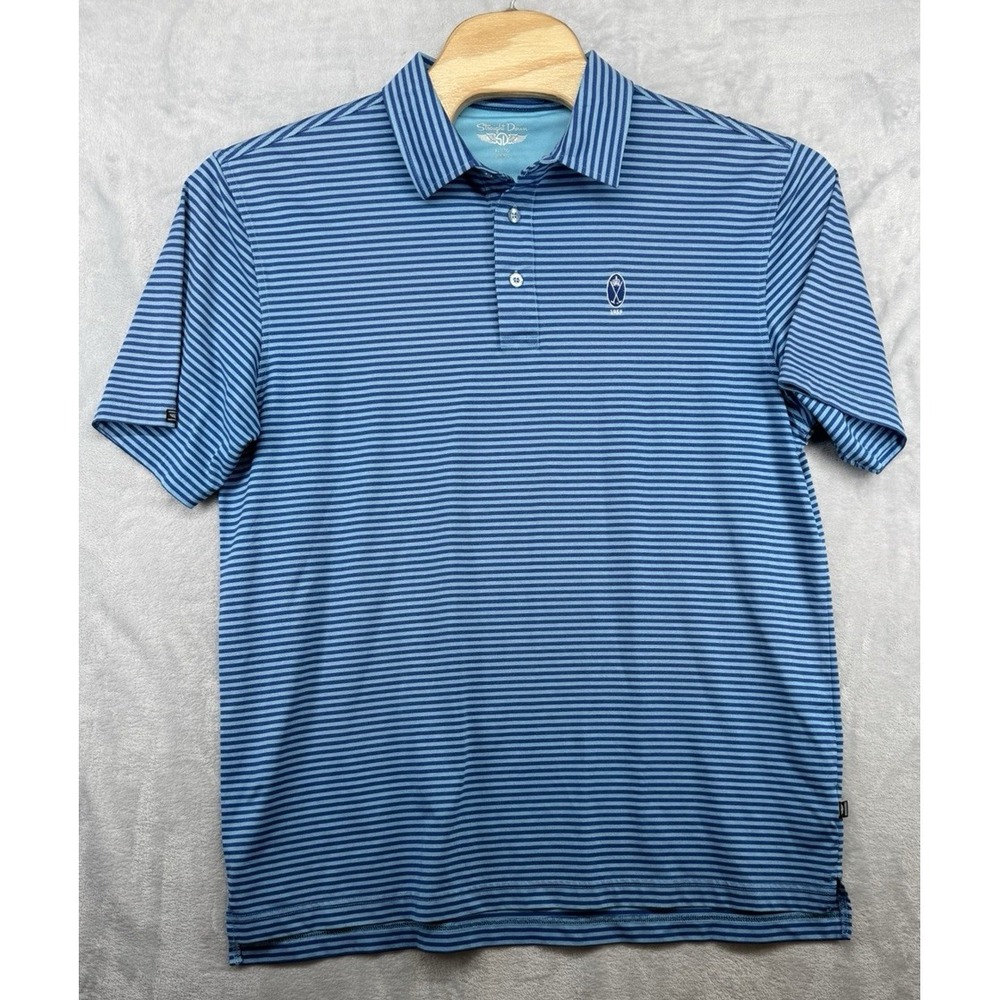 Straight Down Striped Polo Shirt Blue Striped Providence CC‎ Men's Size XL